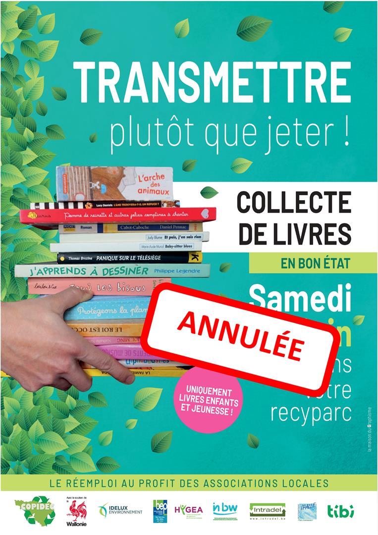 20 juin 2020 - Collecte des livres dans les recyparcs - ANNULATION 